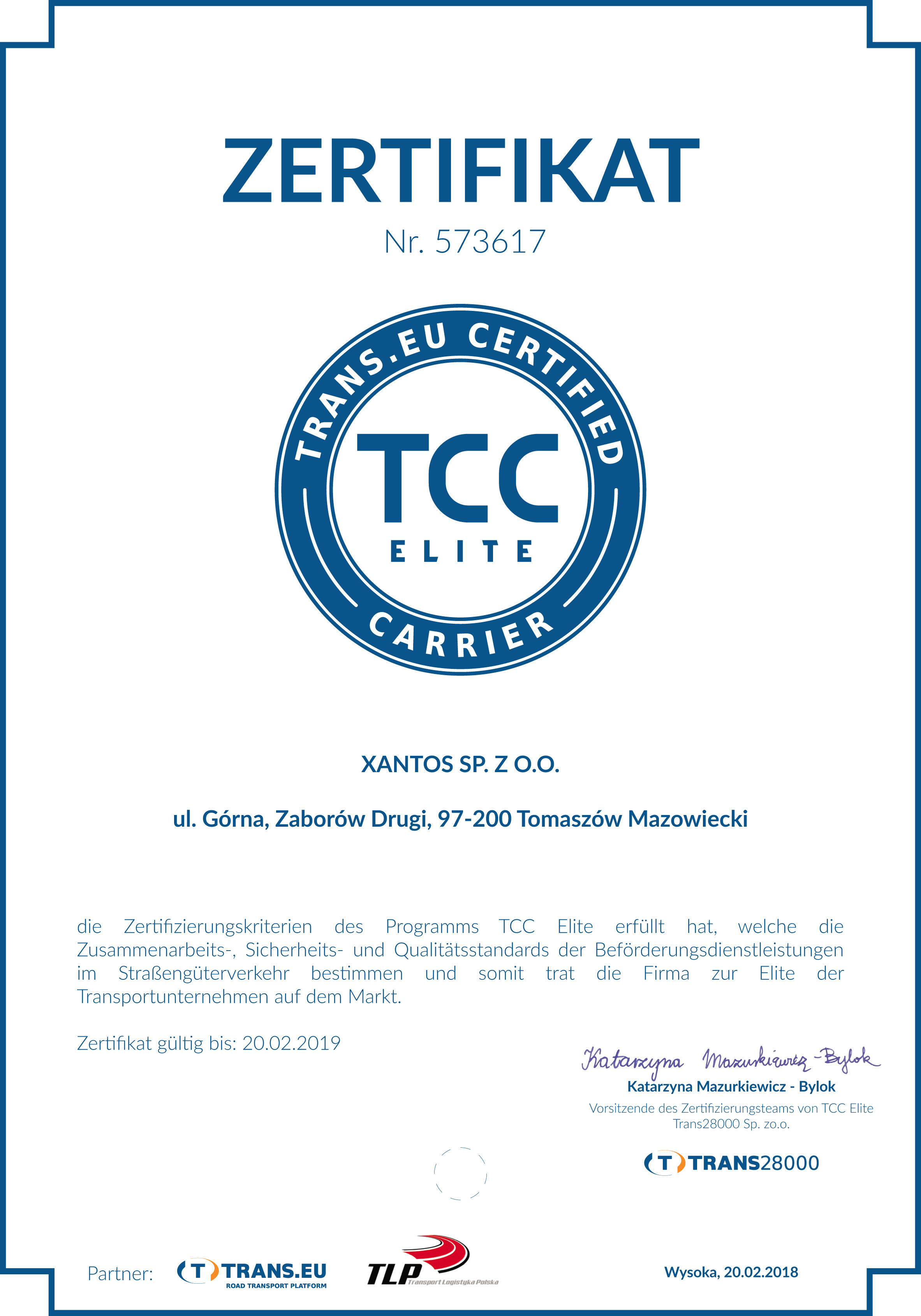 TCC certyfikat DE
