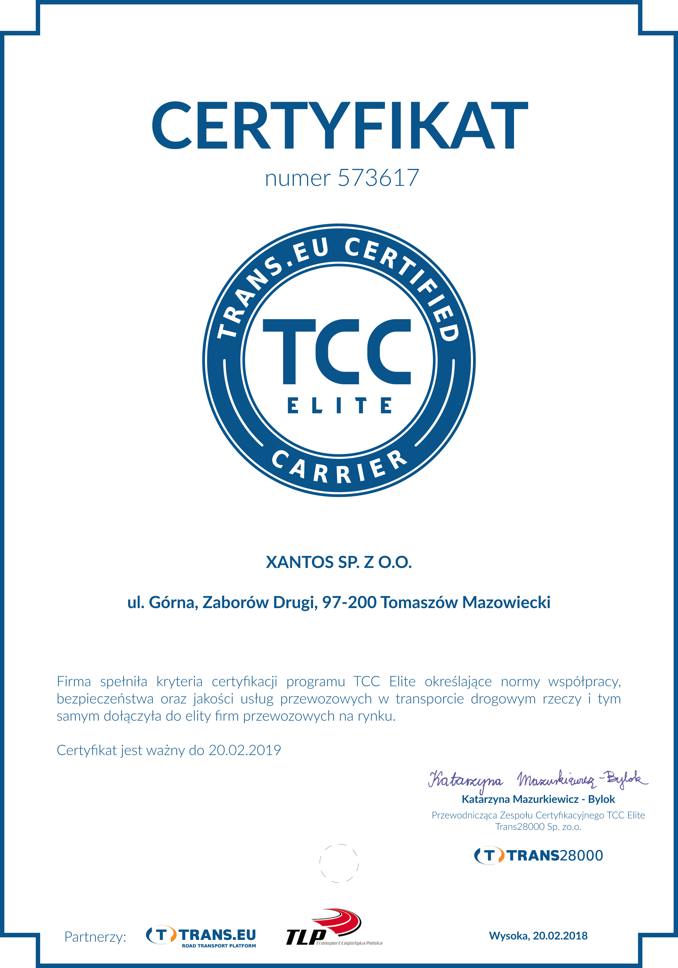 TCC certyfikat PL